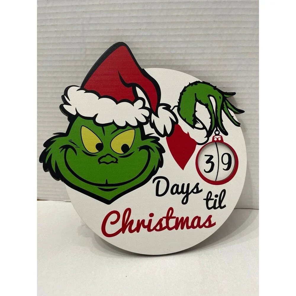 Grinch Days Til Christmas Countdown Sign New Without Tags